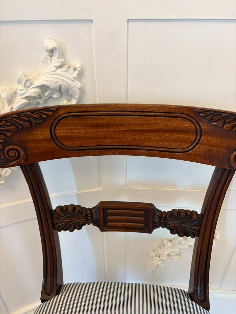 Set of 4 Antique Regency Quality Carved Mahogany Dining Chairs - Image 8